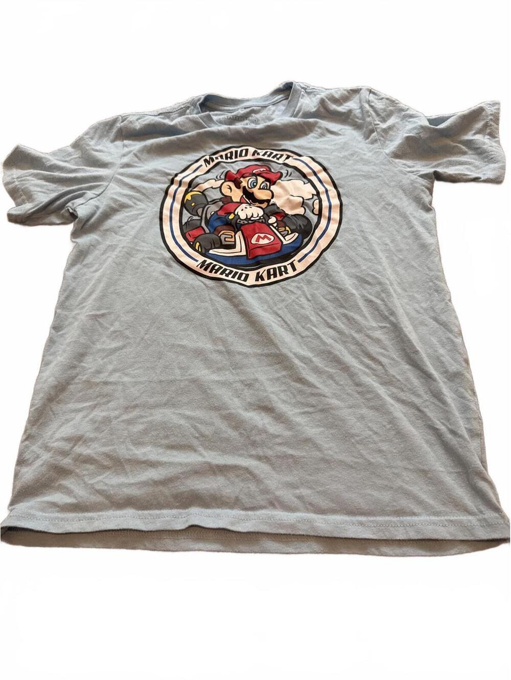Mario Kart Boys Kids Large Light Blue Graphic Tee Light Fit